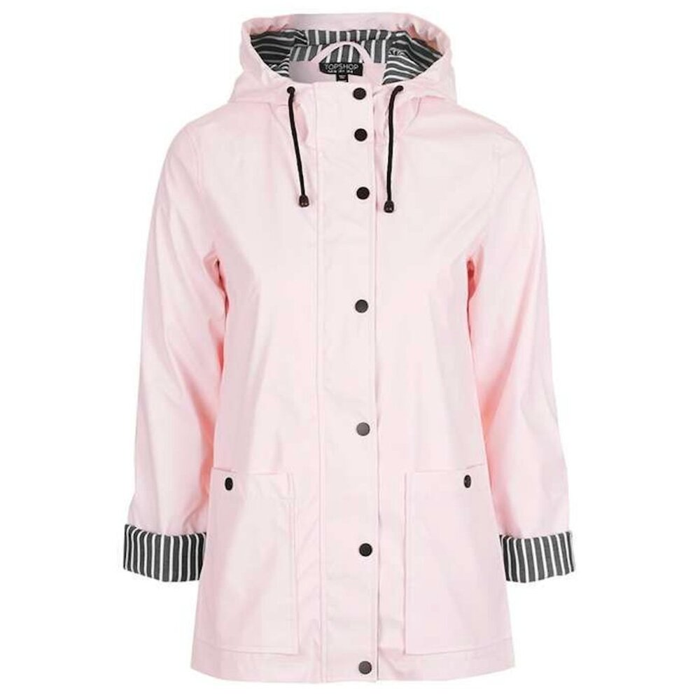 Topshop Ivy Hooded Rain Jacket Pink